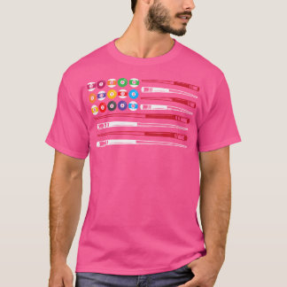 American Flag Cue Pool Balls biljart T-shirt