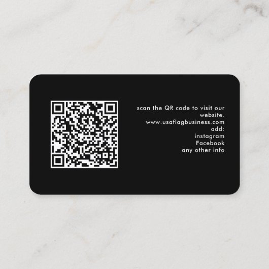 American Flag Custom Logo QR Code Patriotic Visitekaartje (Achterkant)