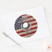 American Flag Custom Monogram Ontwerp Ronde Sticker (Envelop)
