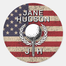 American Flag Custom Monogram Ontwerp Ronde Sticker