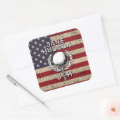 American Flag Custom Monogram Ontwerp Vierkante Sticker (Envelop)