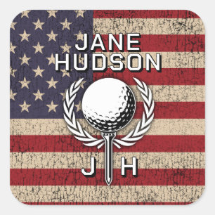 American Flag Custom Monogram Ontwerp Vierkante Sticker