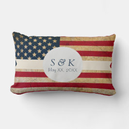 American Flag Custom Monogram Weddenschap Date Pil Kussen