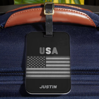 American Flag Custom Name Bagagelabel