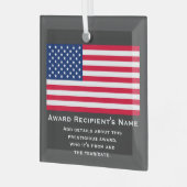 American Flag Custom Personalized Patriotic Award Glas Ornament (Voorkant links)