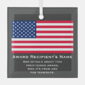 American Flag Custom Personalized Patriotic Award Glas Ornament (Voorkant)