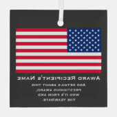 American Flag Custom Personalized Patriotic Award Glas Ornament (Achterkant)