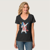 American Flag Dabbing Unicorn July 4th T-shirt (Voorkant volledig)