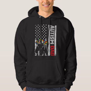 American Flag Dad Beer Autism Awareness Support Fa Hoodie