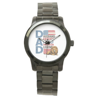 American flag Dad Lion Patriotic Watch Horloge