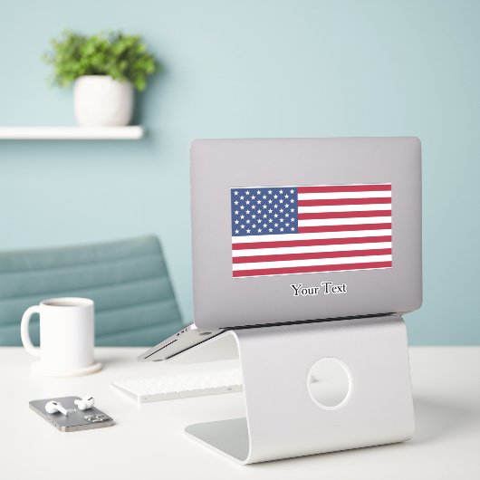 American Flag Design Contour Sticker (Laptop op bureau)