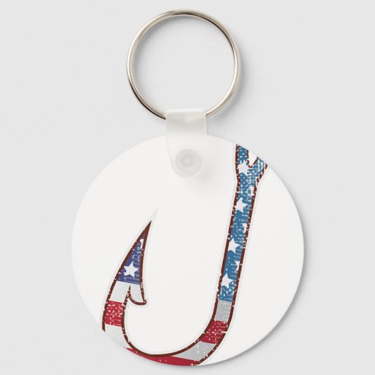 American Flag Design Fish Hook, 4 juli Fisher Sleutelhanger (Voorkant)