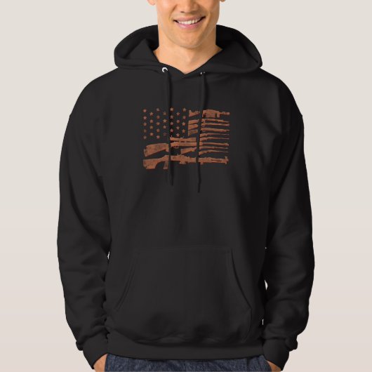 American Flag Different Kinds Of Guns Pro Gun Advo Hoodie (Voorkant)