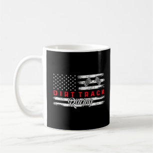 American Flag Dirt Track Racing Car Bike Driver Koffiemok