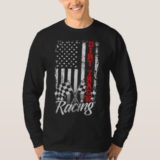 American Flag Dirt Track Racing Car Bike Driver Ra T-shirt