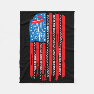American Flag Disc Golf Bysket Chain 4th of July M Fleece Deken