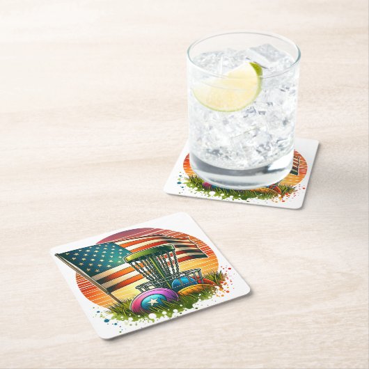 American Flag Disc Golf  Sun Kartonnen Onderzetters (Insitu)