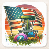 American Flag Disc Golf  Sun Kartonnen Onderzetters (Voorkant)
