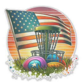 American Flag Disc Golf  Sun Sticker