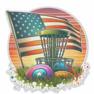 American Flag Disc Golf Sun Sticker