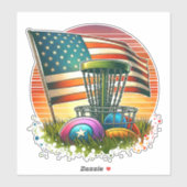 American Flag Disc Golf  Sun Sticker (Vel)