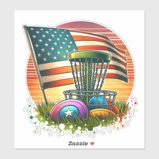 American Flag Disc Golf Sun Sticker (Vel)