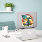 American Flag Disc Golf  Sun Sticker (Laptop op bureau)