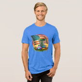 American Flag Disc Golf  Sun Tri-Blend Shirt (Voorkant volledig)