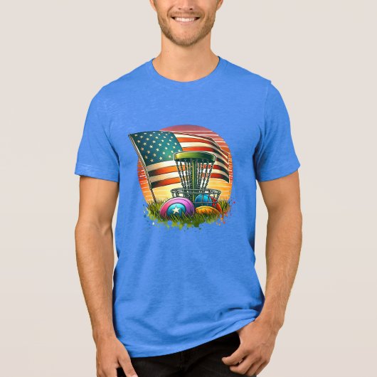 American Flag Disc Golf  Sun Tri-Blend Shirt (Voorkant)