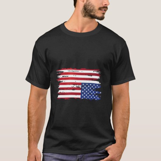 American flag distress ondersteboven patriottische t-shirt (Voorkant)