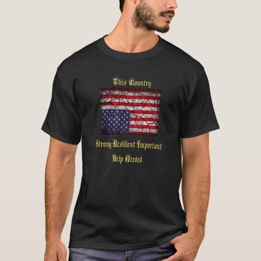 American Flag Distress Upside Down Patriot Pavemen T-shirt (Voorkant)