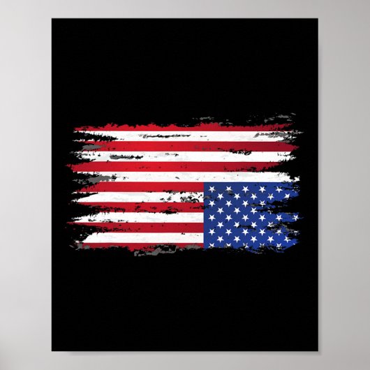 American Flag Distress Upside Down Patriottische V Poster (Voorkant)