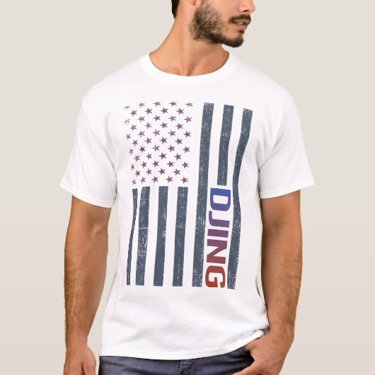 American Flag Djing DJ Disc Jockey Deejay T-shirt (Voorkant)