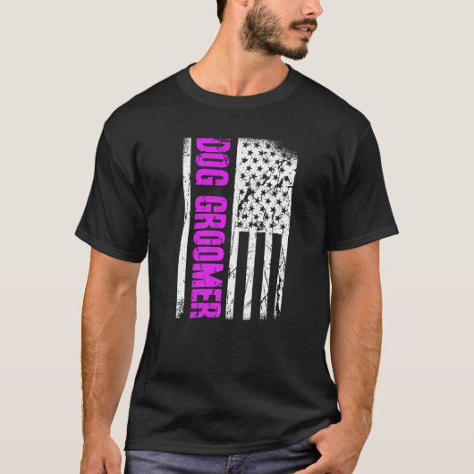 American Flag Dog Groomer Premium T-shirt (Voorkant)