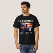American Flag Donald Trump Fighting Support T-shirt (Voorkant volledig)