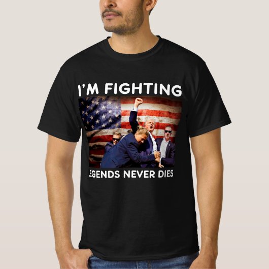American Flag Donald Trump Fighting Support T-shirt (Voorkant)