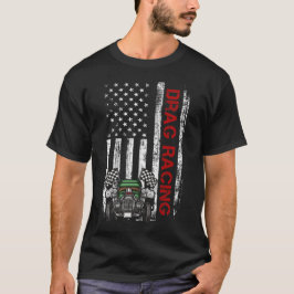 American Flag Drag Racing Strip Tree Light voor Dr T-shirt
