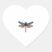 American Flag Dragonfly Patriotic 4th of July Red  Hart Sticker (Voorkant)