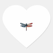 American Flag Dragonfly Patriotic 4th of July Red Hart Sticker (Voorkant)