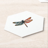 American Flag Dragonfly Patriotic 4th of July Red  Kartonnen Onderzetters (Schuin)