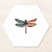 American Flag Dragonfly Patriotic 4th of July Red  Kartonnen Onderzetters (Voorkant)