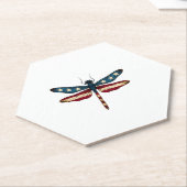 American Flag Dragonfly Patriotic 4th of July Red Kartonnen Onderzetters (Schuin)