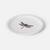 American Flag Dragonfly Patriotic 4th of July Red  Papieren Bordje (Gekanteld)