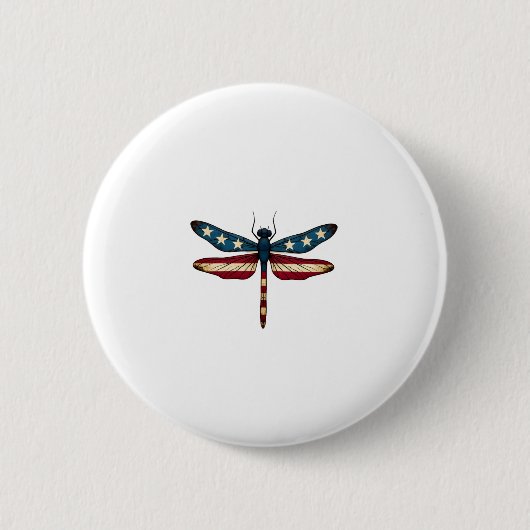 American Flag Dragonfly Patriotic 4th of July Red Ronde Button 5,7 Cm (Voorkant)