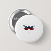 American Flag Dragonfly Patriotic 4th of July Red Ronde Button 5,7 Cm (Voorkant /achterkant)