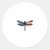 American Flag Dragonfly Patriotic 4th of July Red  Ronde Sticker (Voorkant)