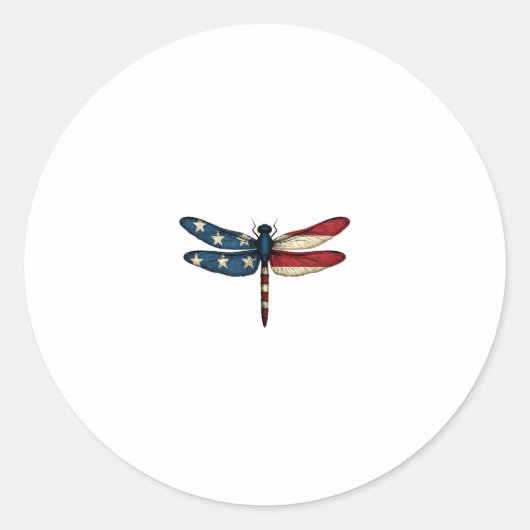 American Flag Dragonfly Patriotic 4th of July Red  Ronde Sticker (Voorkant)