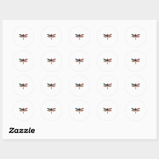 American Flag Dragonfly Patriotic 4th of July Red  Ronde Sticker (Vel)