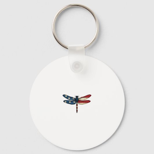 American Flag Dragonfly Patriotic 4th of July Red Sleutelhanger (Voorkant)