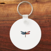 American Flag Dragonfly Patriotic 4th of July Red Sleutelhanger (Voorkant)